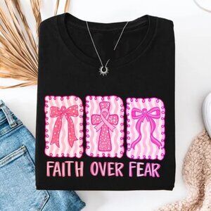 Breast Cancer Awareness Shirt, Faith Over Fear Christian Tee